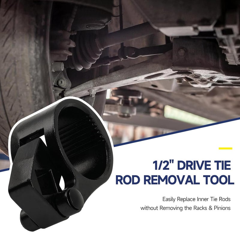 YZMLOL Inner Tie Rod Removal Tool Kit,Universal 3/8'' Inner Tie Rod U-Wrench Tool and 27-44mm Tie Rod End Hex Wrench Tool with 1/2" Drive for Most Vehicles Inner Tie Rod Removal and Installation. - Image 3
